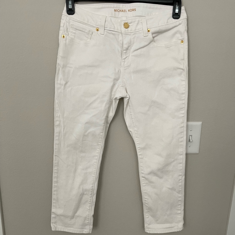 MICHAEL KORS WHITE CROPPED JEANS